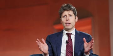 OpenAI CEO Sam Altman speaks during the BlackRock Infrastructure Summit on March 11, 2026, in Washington, D.C.