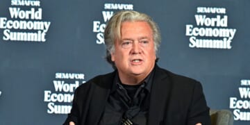 Steve Bannon, chief strategist to the 45th President, speaks on stage during the Semafor 2025 World Economy Summit at Conrad Washington on April 23, 2025, in Washington, D.C.