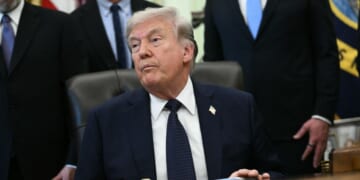 President Donald Trump is seen during a health care affordability event where he announced a deal with pharmaceutical company Regeneron to lower drug prices, in the Oval Office of the White House in Washington, D.C., on April 23, 2026.