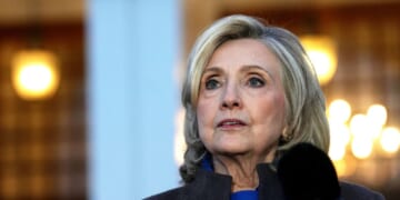 Former U.S. Secretary of State Hillary Clinton speaks to the press after testifying in a closed-door deposition with the House Oversight Committee on Feb. 26, 2026, in Chappaqua, New York.