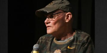 James Carville , seen in a 2024 photo, is known for having a wild-eyed persona, which can be alternately entertaining and grating for his political friends and adversaries alike .