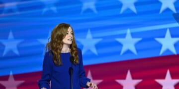Democratic state Senator Mallory McMorrow speaks at the 2024 Democratic National Convention in Chicago, Illinois.
