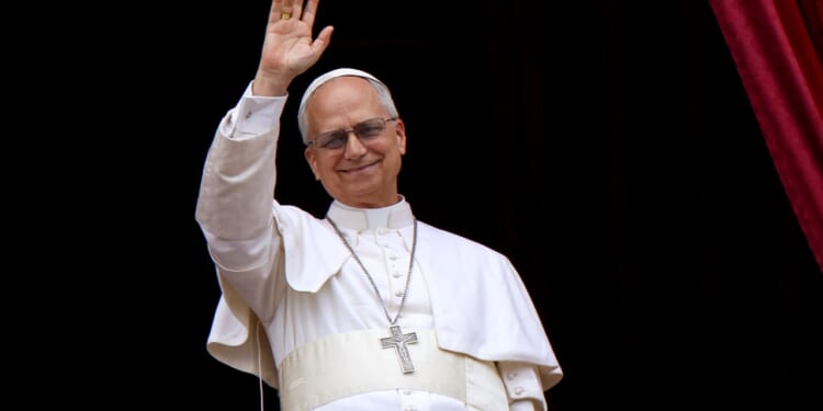 Pope Leo waving