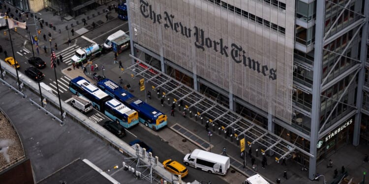 The New York Times Building, a 52-story skyscraper on the west side of Midtown Manhattan, is seen in a file photo dated Jan. 15, 2025, in New York City.