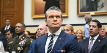 Secretary of War Pete Hegseth prepares to testify for a House Armed Services Committee hearing titled "Department of Defense FY2027 Budget Request," on Capitol Hill on April 29, 2026, in Washington, D.C.