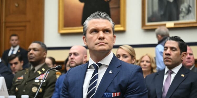 Secretary of War Pete Hegseth prepares to testify for a House Armed Services Committee hearing titled "Department of Defense FY2027 Budget Request," on Capitol Hill on April 29, 2026, in Washington, D.C.