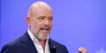 Steve Hilton, Republican gubernatorial candidate for California, speaks during a gubernatorial debate at KRON Studios in San Francisco, California, on April 22, 2026.