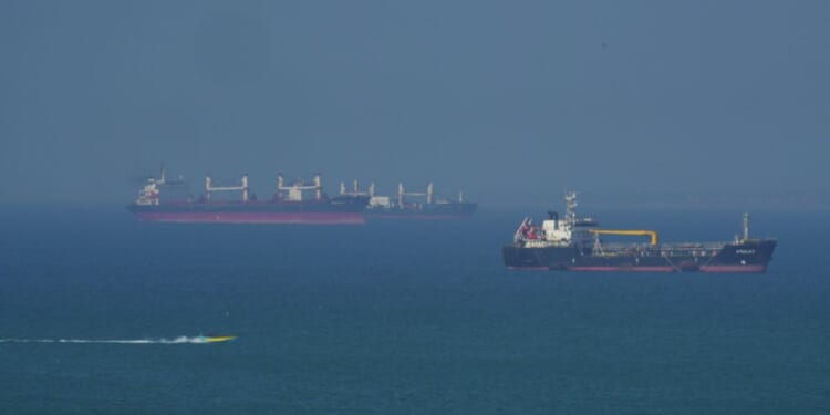The Ateela 2 Oil Tanker boat navigates the sea on April 28, 2026, on Qeshm Island, Iran, in the Strait of Hormuz.